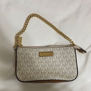 Michael Kors Beige and Gold Wristlet